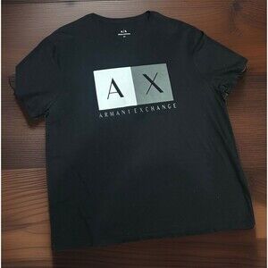 Armani Exchange A/X Black and Gray Graphic T-Shirt Vintage & Cotton Soft